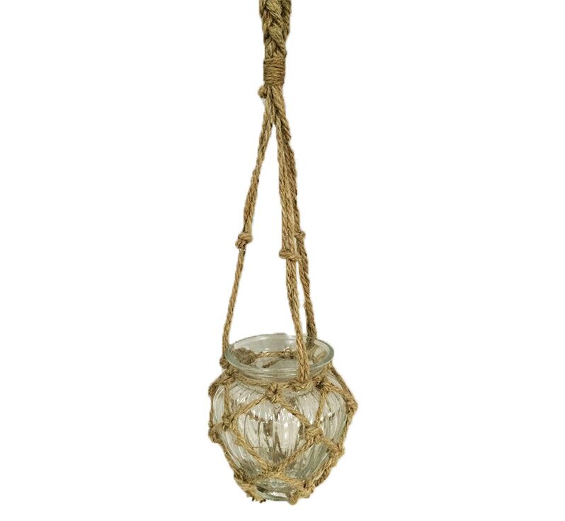 Hang glas met jute net